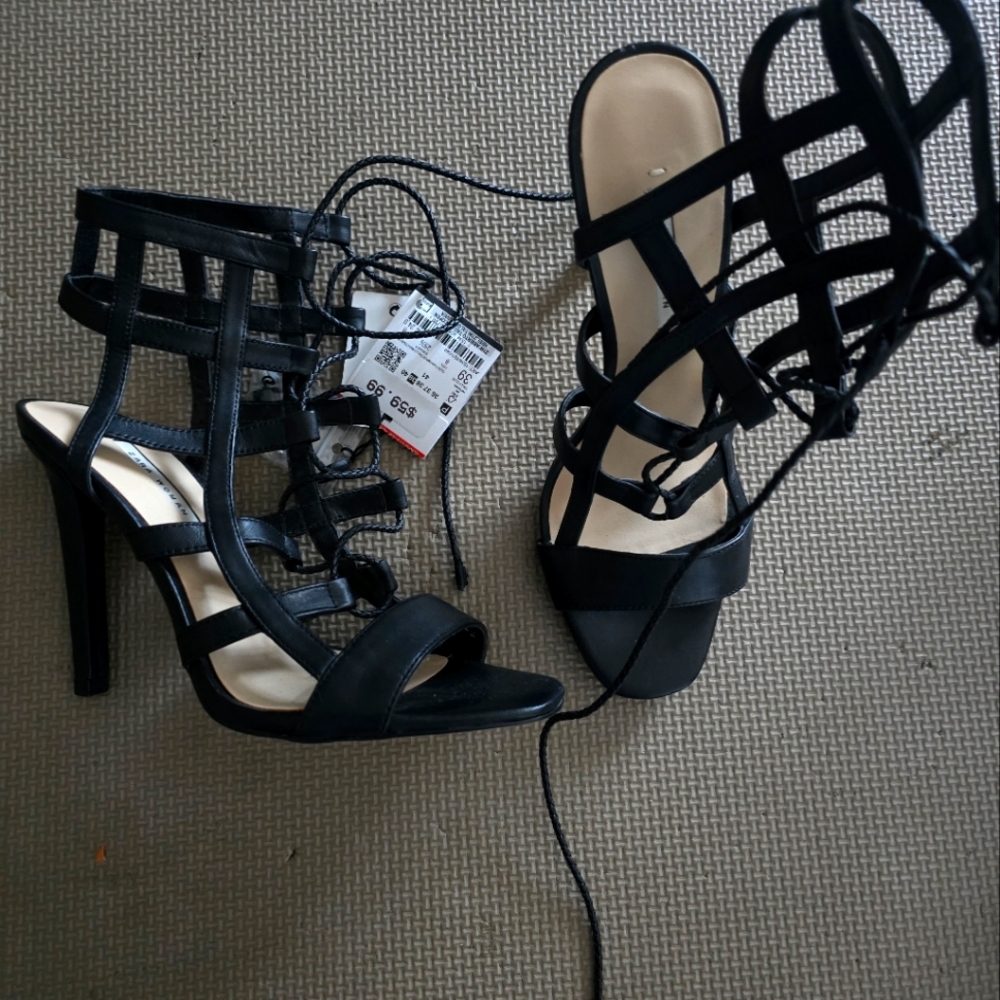Zara Cage Heels BNWT LEATHER